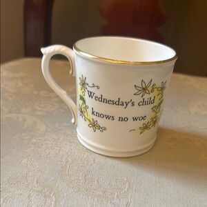 Vintage hand-painted Royal Worcester Bone China Wednesday’s Child mug